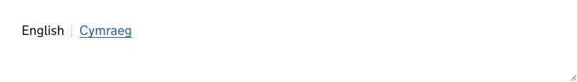 GOV.UK language navigation: 'English' and a link 'Cymraeg'.